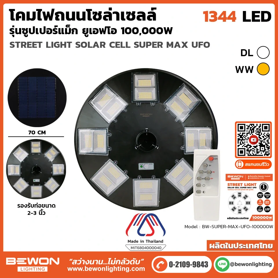 โคมถนนโซล่าเซลล์ รุ่นซูปเปอร์ UFO 100,000W